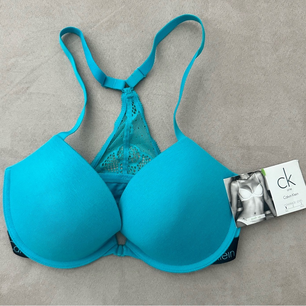 Calvin Klein Turquoise Lace Racerback Bra